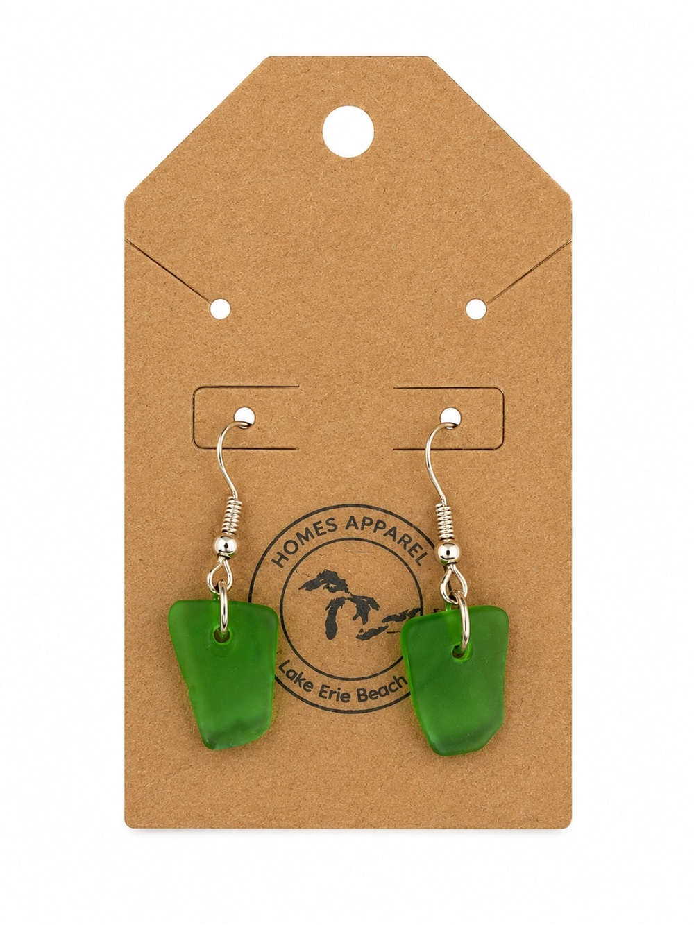 Green Sea Glass Drop Earrings